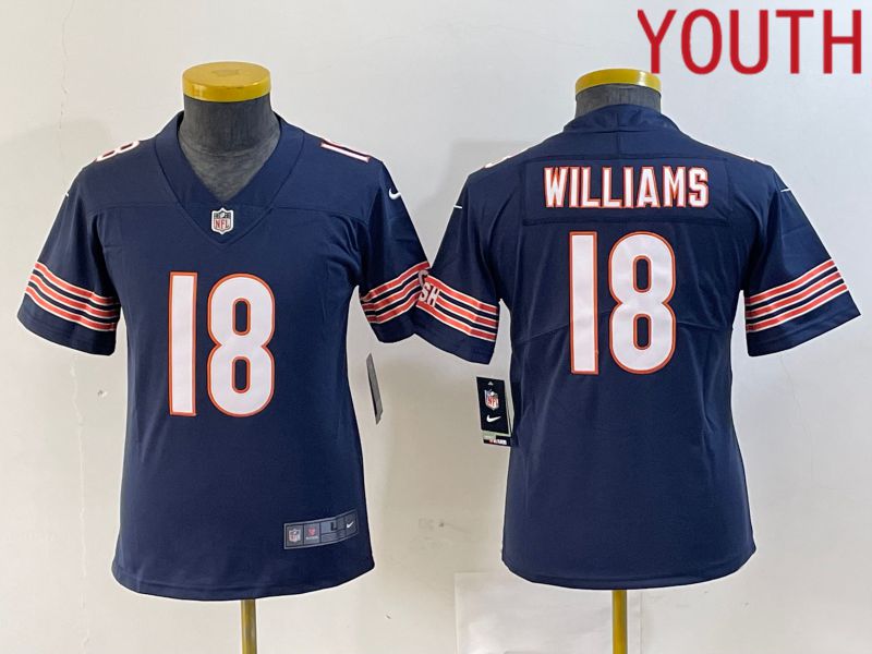 Youth Chicago Bears #18 Williams Blue Second generation 2024 Nike Limited NFL Jersey style 1